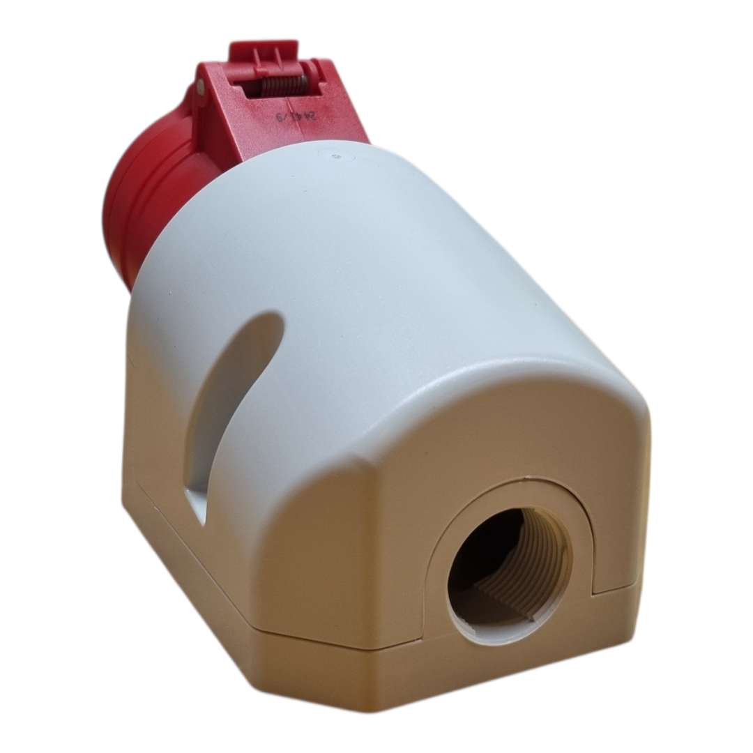 Clavija Aérea Y Base Mural 3 Polos + T 32A 415V 6H Roja IP44 (kit)