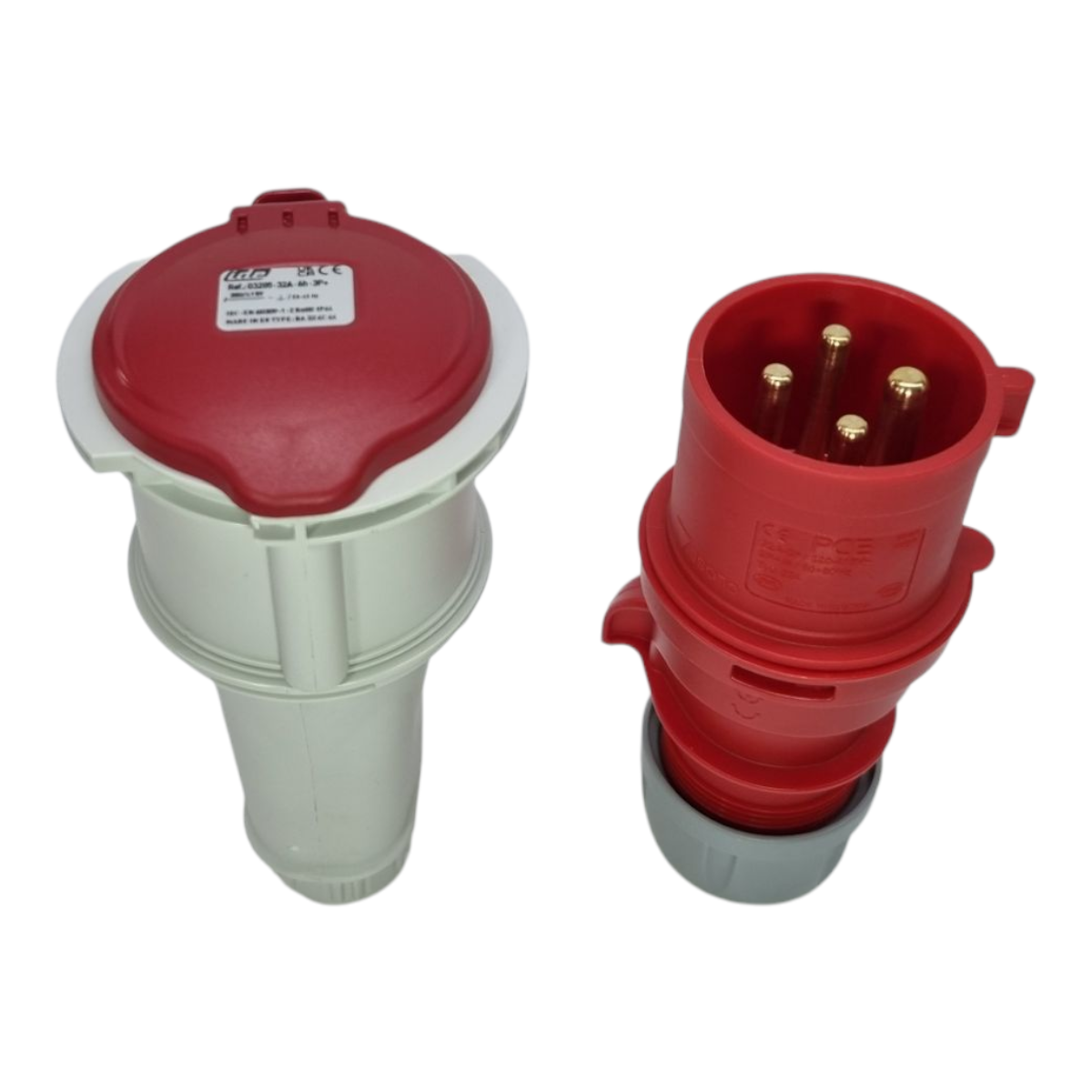 Clavija Aérea Y Clavija Aérea 3 Polos + T 32A 250V 6H Roja IP44 (kit)