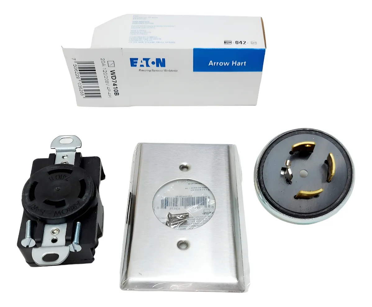 Clavija Y Contacto Arrow Hart 4p 20a 120/208v Wd7411/wd7410b Color Plateado