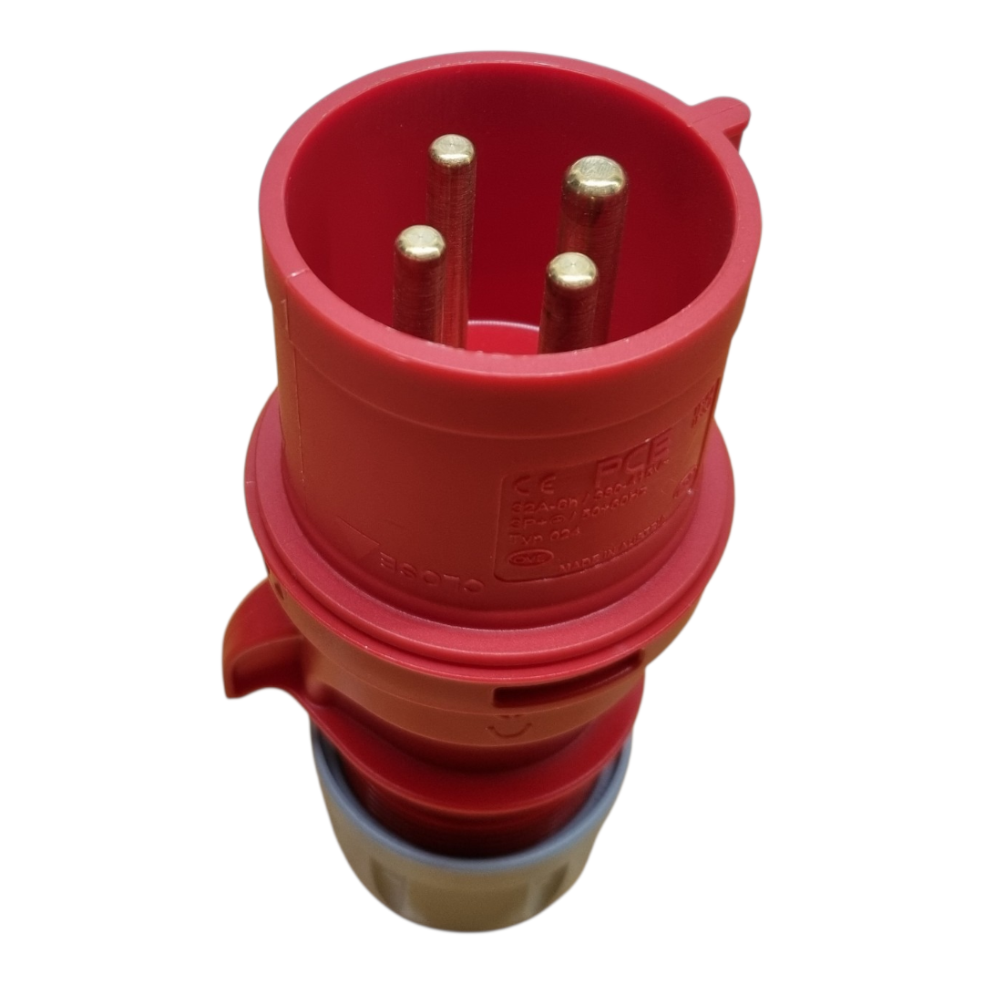 Clavija Aérea Y Base Mural 3 Polos + T 32A 415V 6H Roja IP44 (kit)