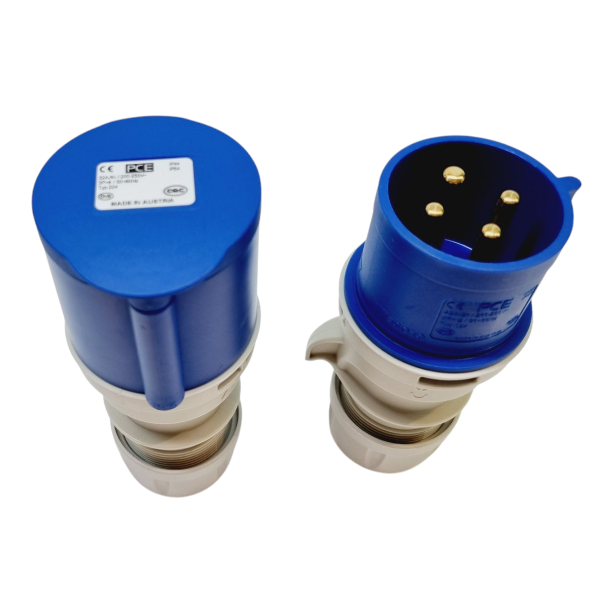 Clavija Aérea Y Clavija Aérea 3 Polos + T 32A 250V 9H Azul IP44 (kit)