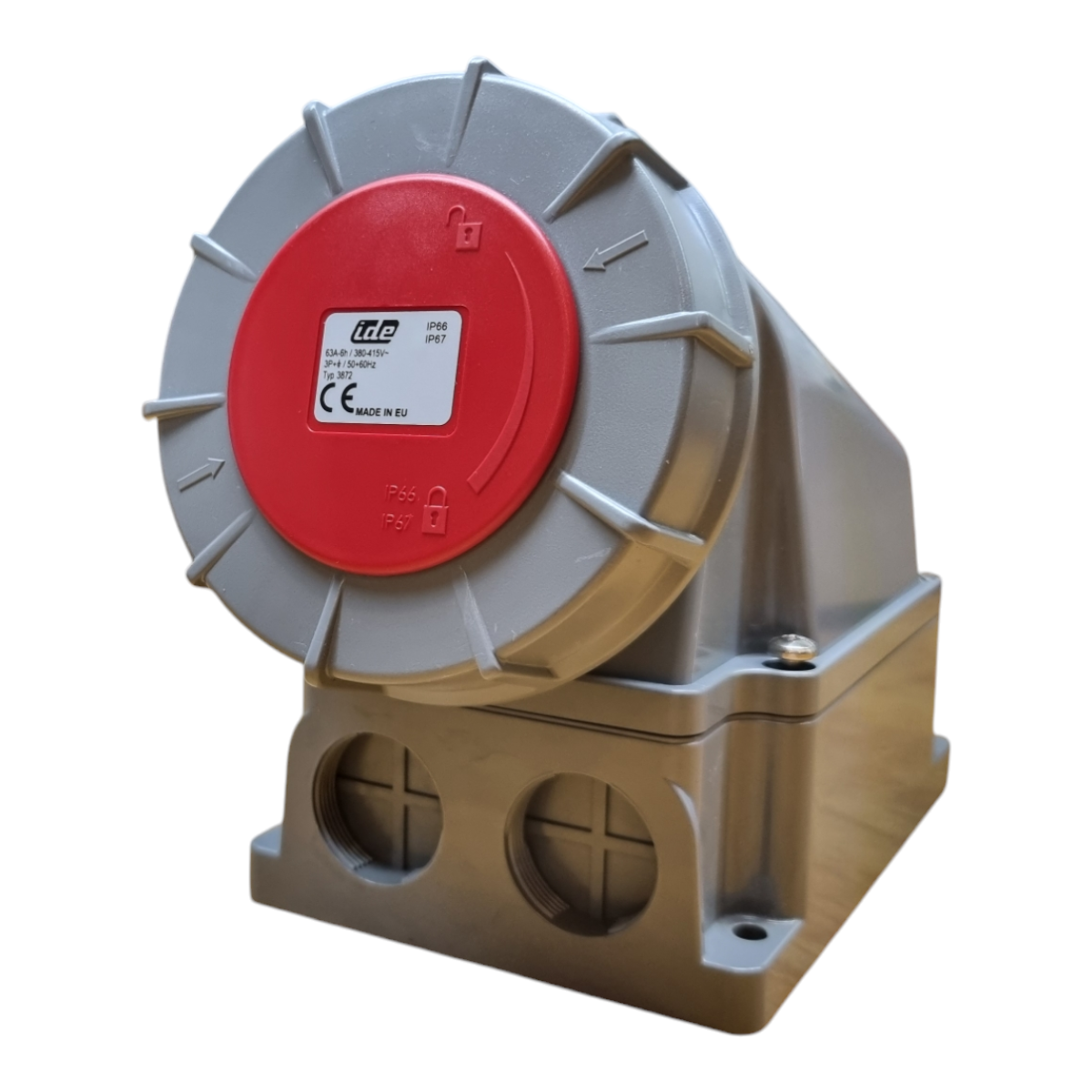 Clavija Aérea Y Base Mural 63A 3p + T 415v 6h Rojo Ip67 (kit)