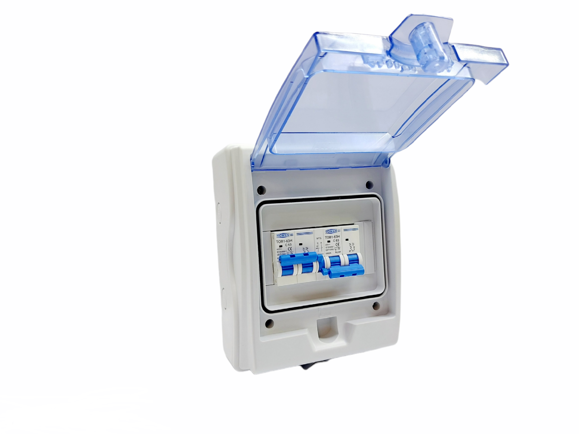 Interruptor Doble Tiro 2p 63A  TOB1-63H con Caja de Distribución Ip65