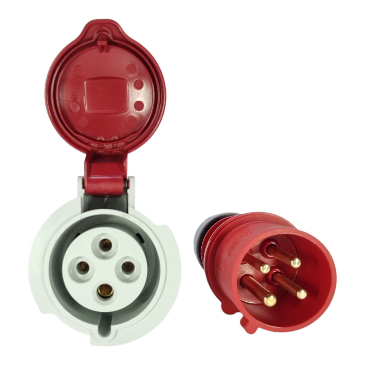 Clavija Aérea Y Clavija Aérea 3 Polos + T 32A 250V 6H Roja IP44 (kit)