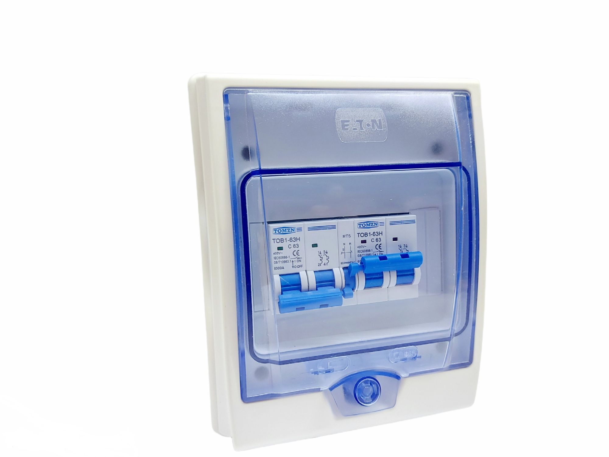 Interruptor Doble Tiro 2p 63A  TOB1-63H con Caja de Distribución Ip65