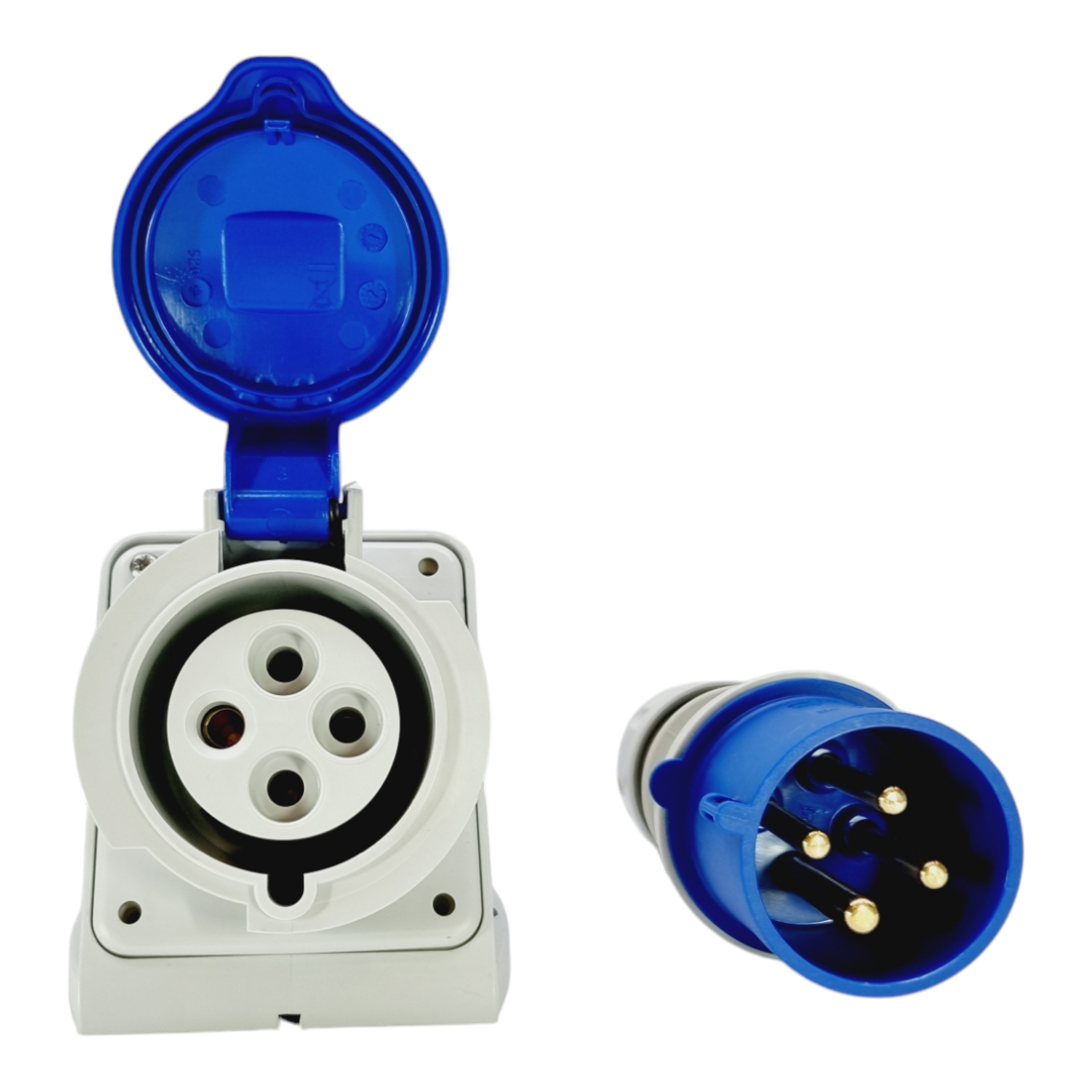 Clavija Aérea Y Base Mural 3 Polos + T 32A 250V 9H Azul IP44 (kit)