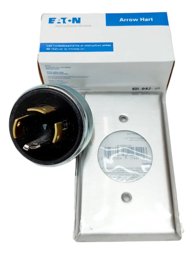 Clavija Y Contacto Arrow Hart 4p 20a 120/208v Wd7411/wd7410b Color Plateado