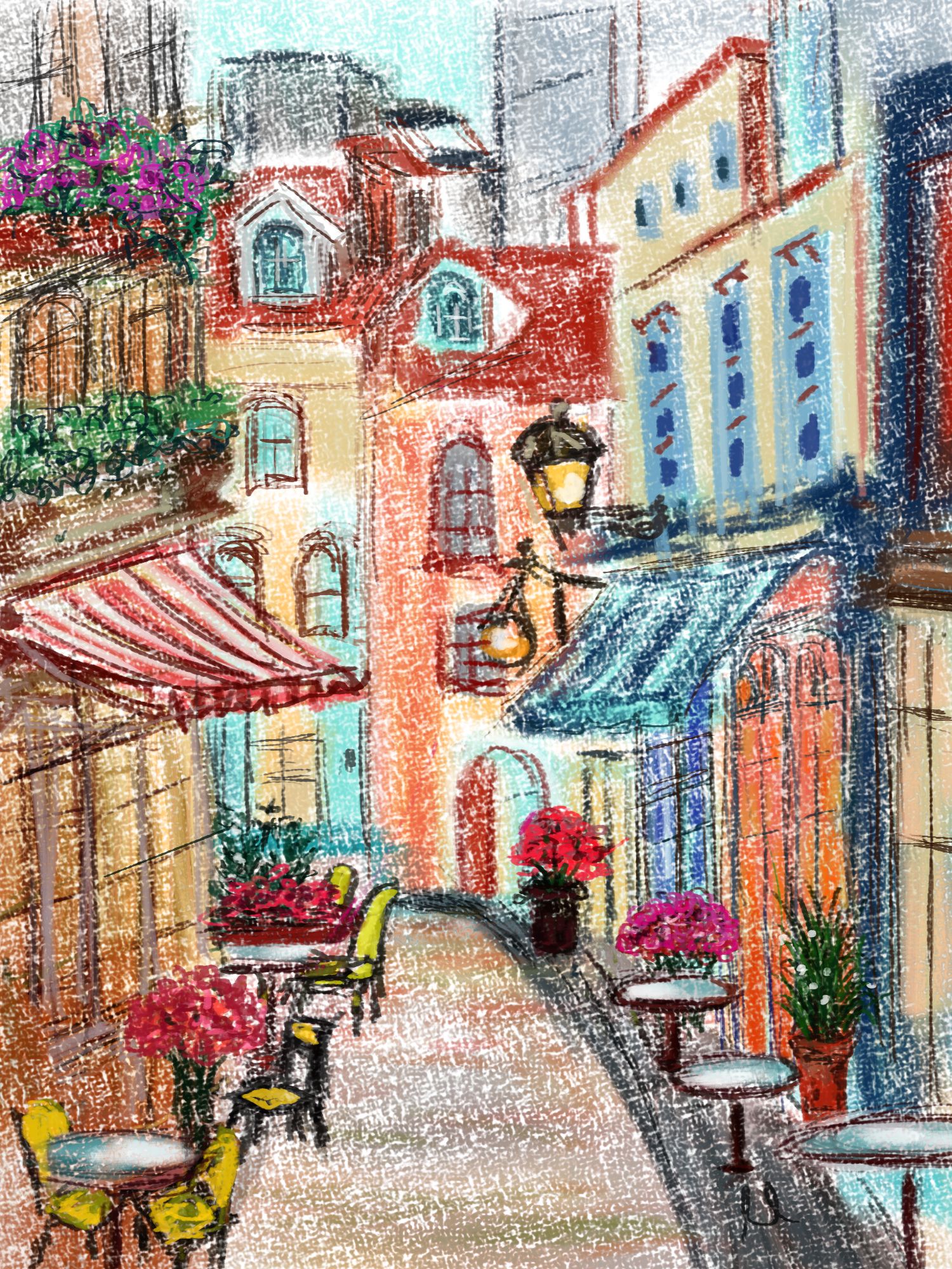 Parisian Street Scene Art