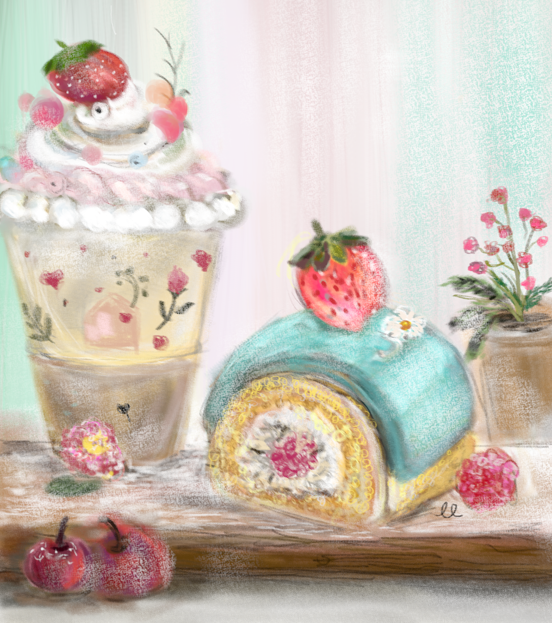 Strawberry Dessert Digital Art