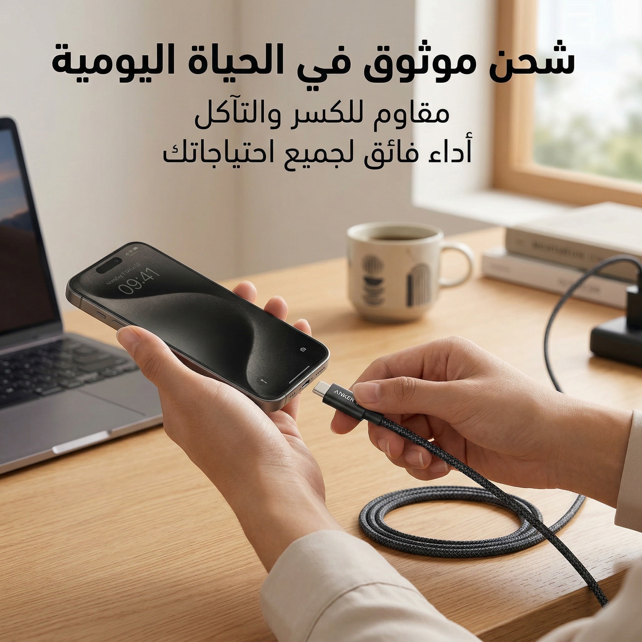 ANKER C TO C CABLE 60W BLACK 2M