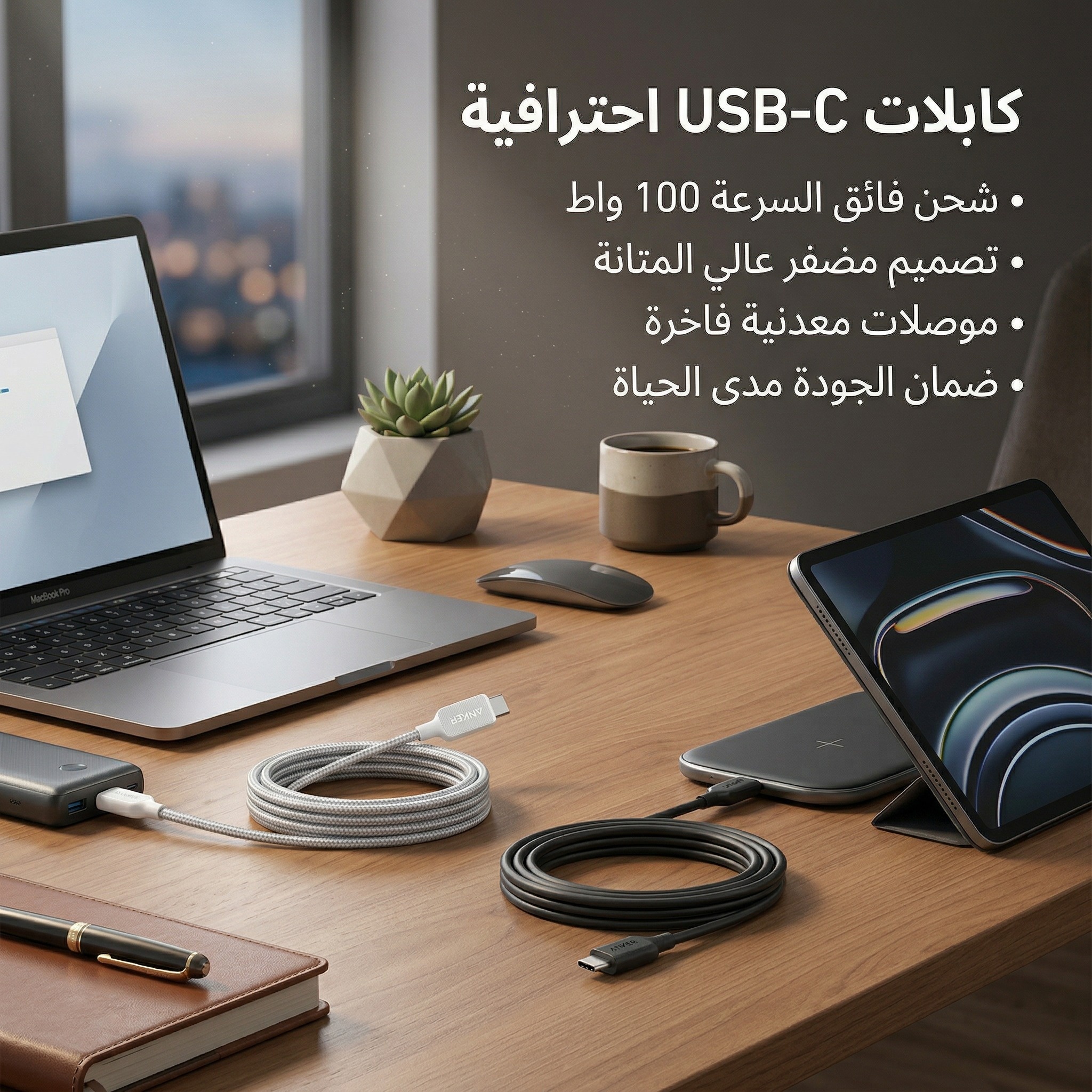 ANKER C TO C CABLE 60W WHITE 1M