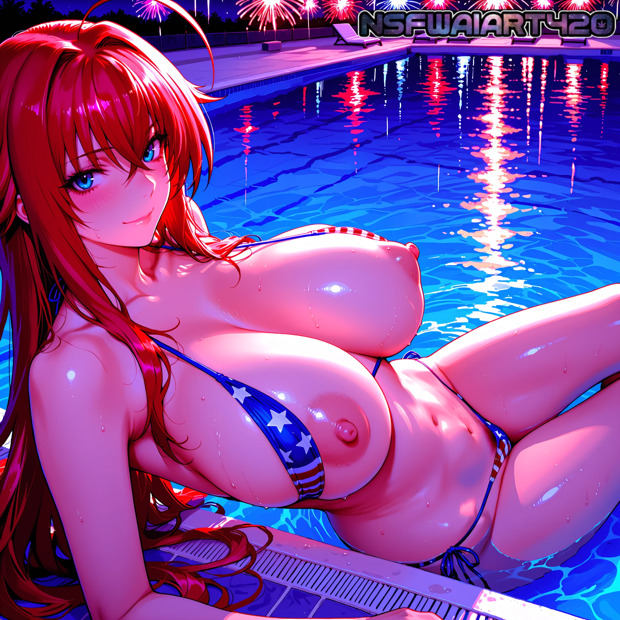 Patriotic Fireworks Anime Art-Rias Gremory