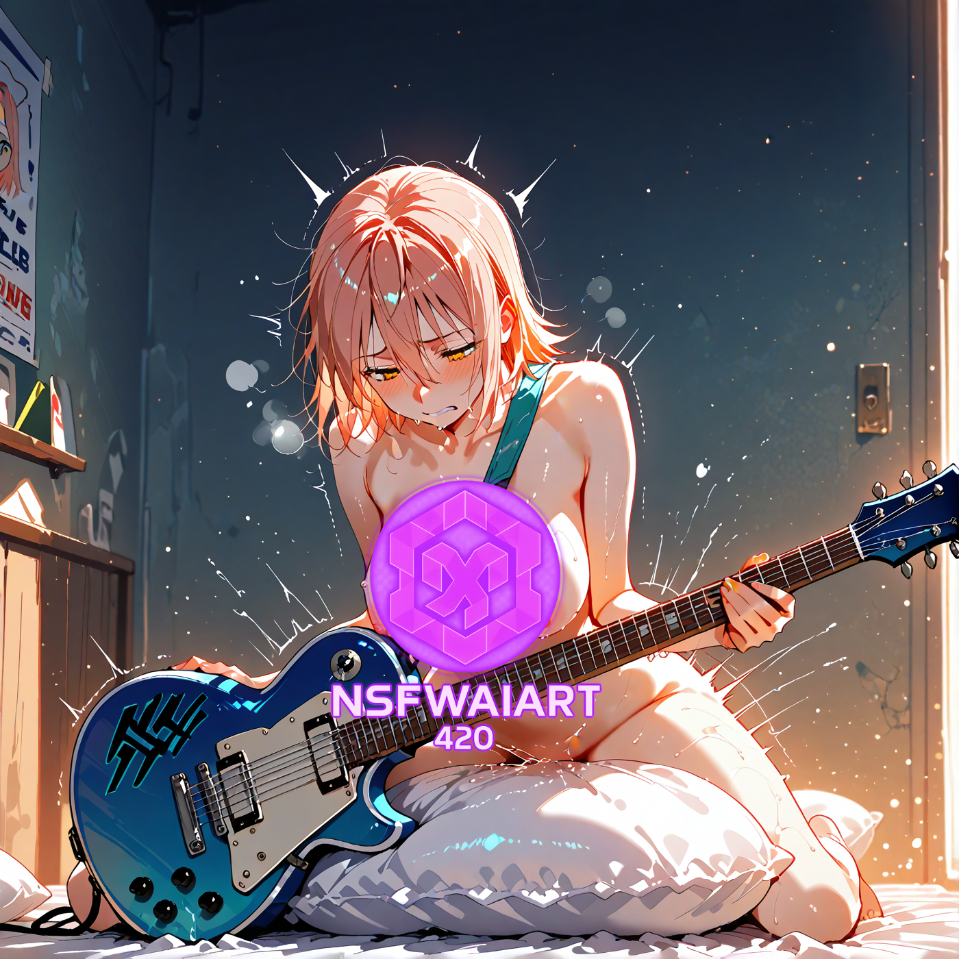 Anime Bedroom Guitar Digital Art- Haruko Haruhara