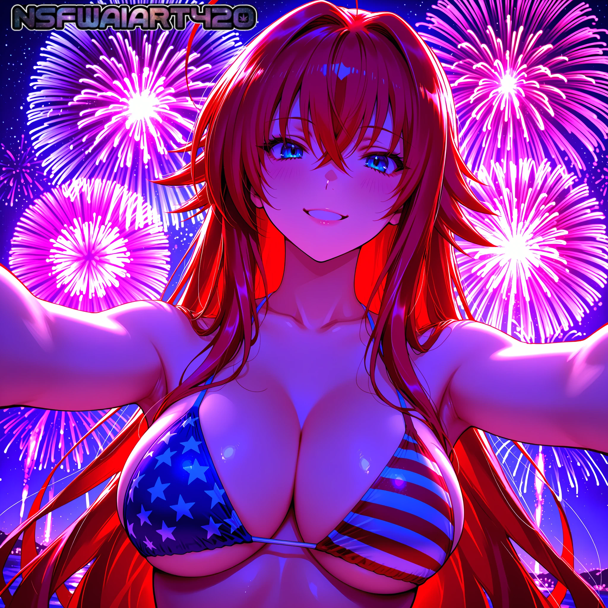 Patriotic Fireworks Anime Art-Rias Gremory