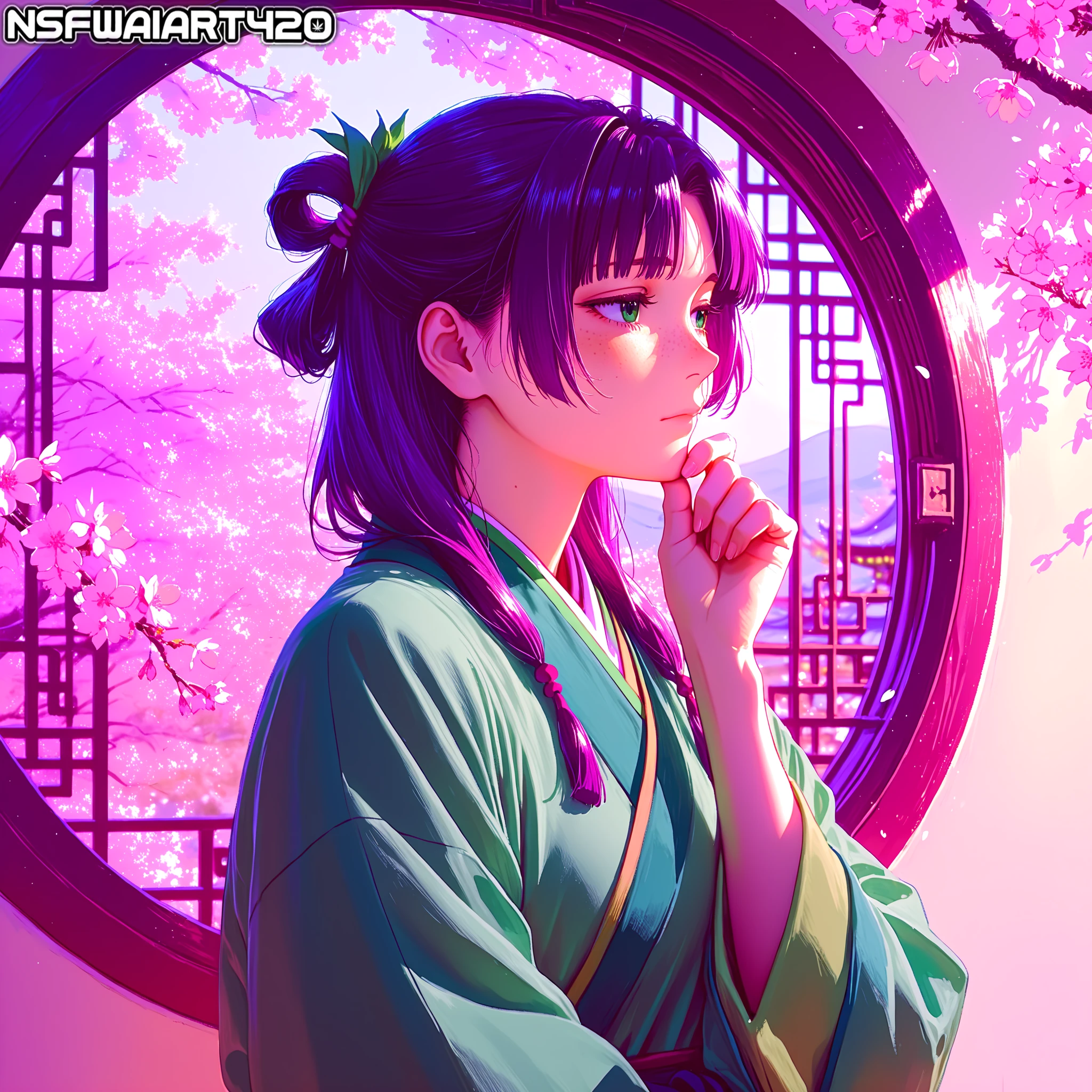 Moonlit Onsen Beauty Digital Art-Maomao