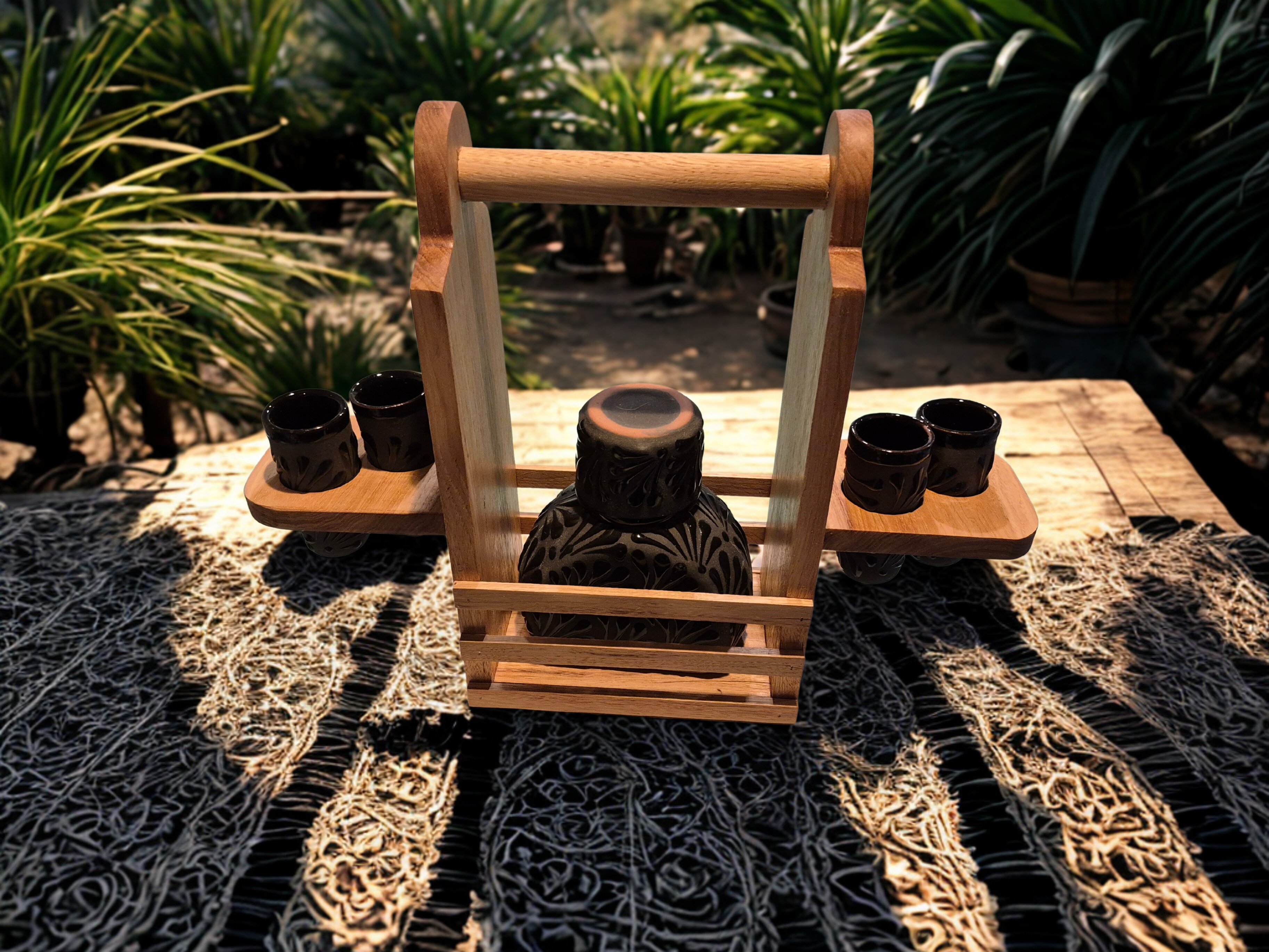 Talavera Wooden Tequila/Sake Set