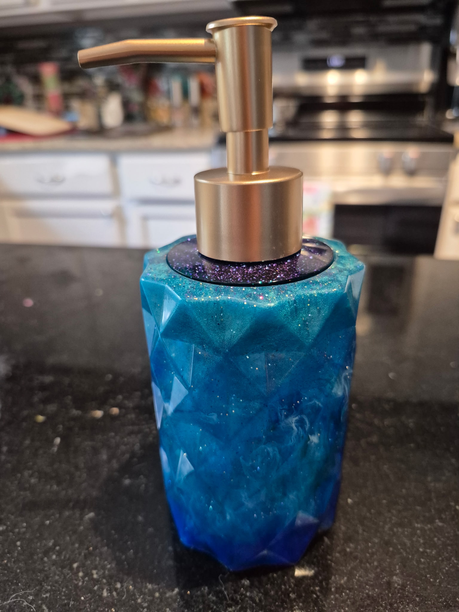 Blue Geometric Resin Soap/Lotion Dispenser