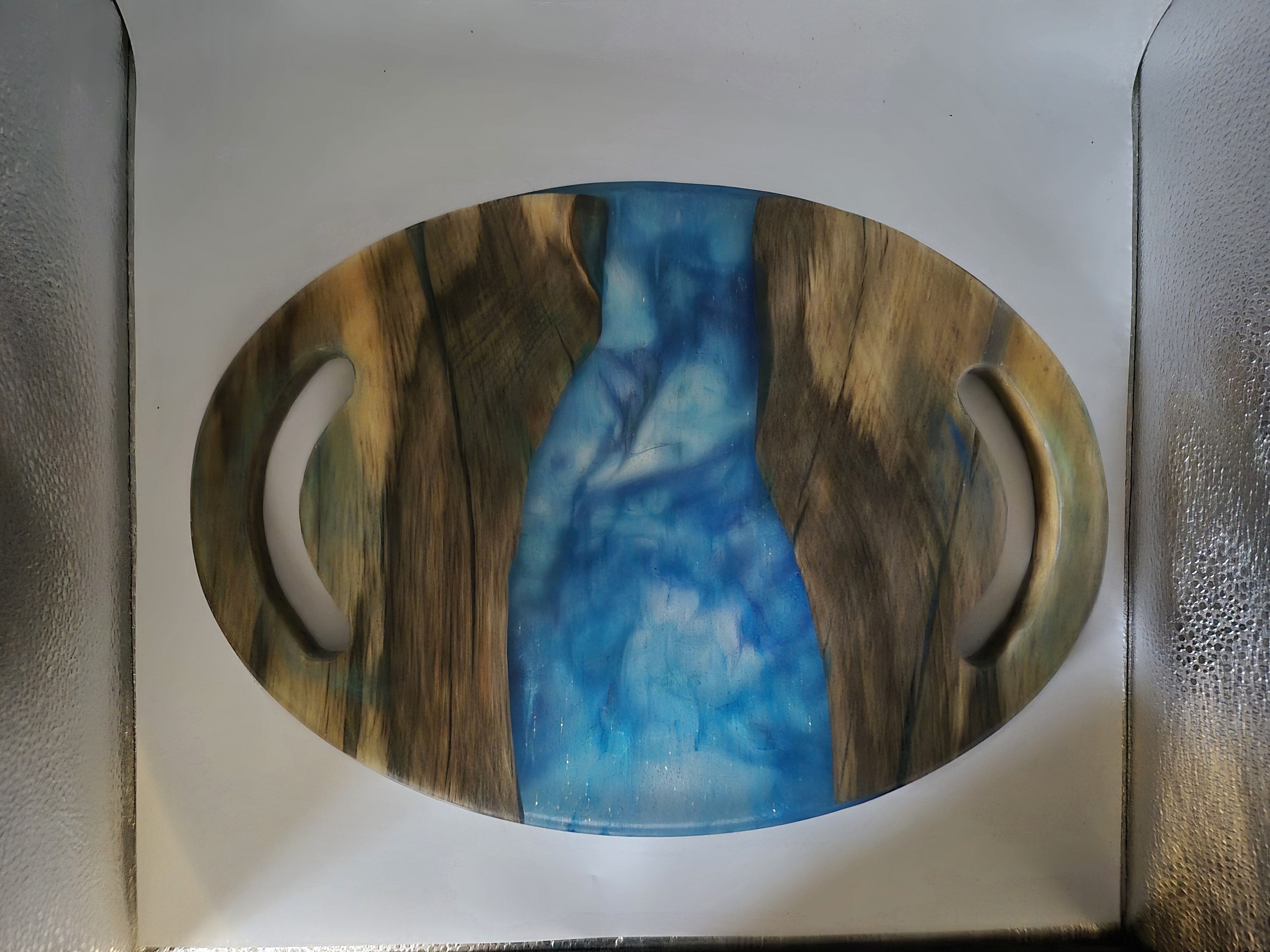 Blue Epoxy River Serving Tray
