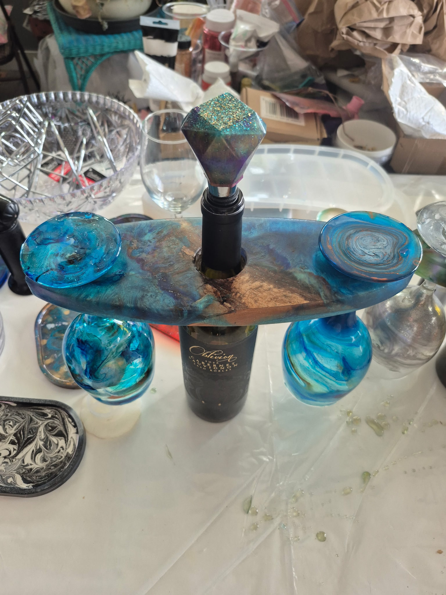 Resin & Wood Wine Bottle Holder