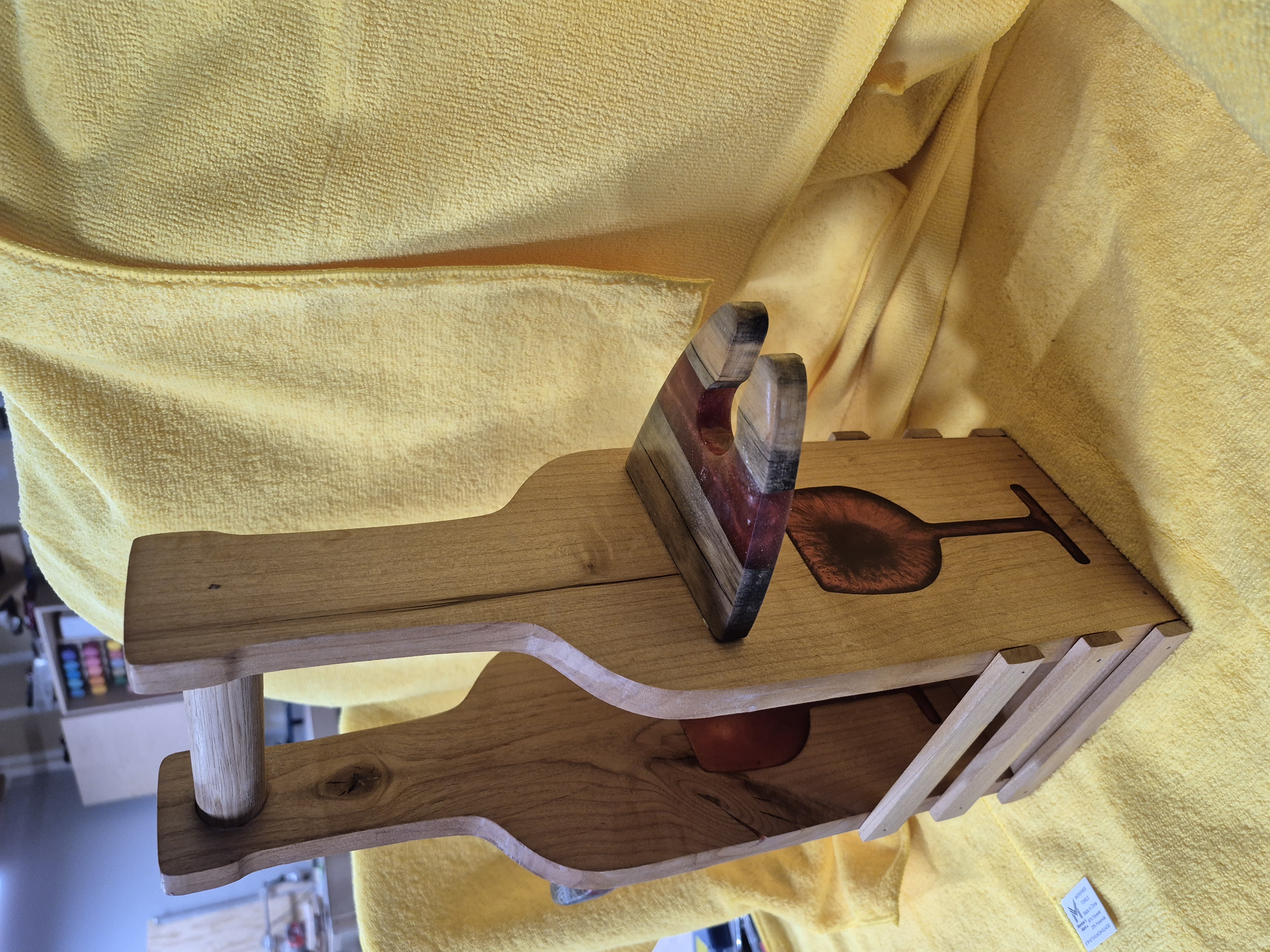 Wooden Wine Bottle and Glass Holder