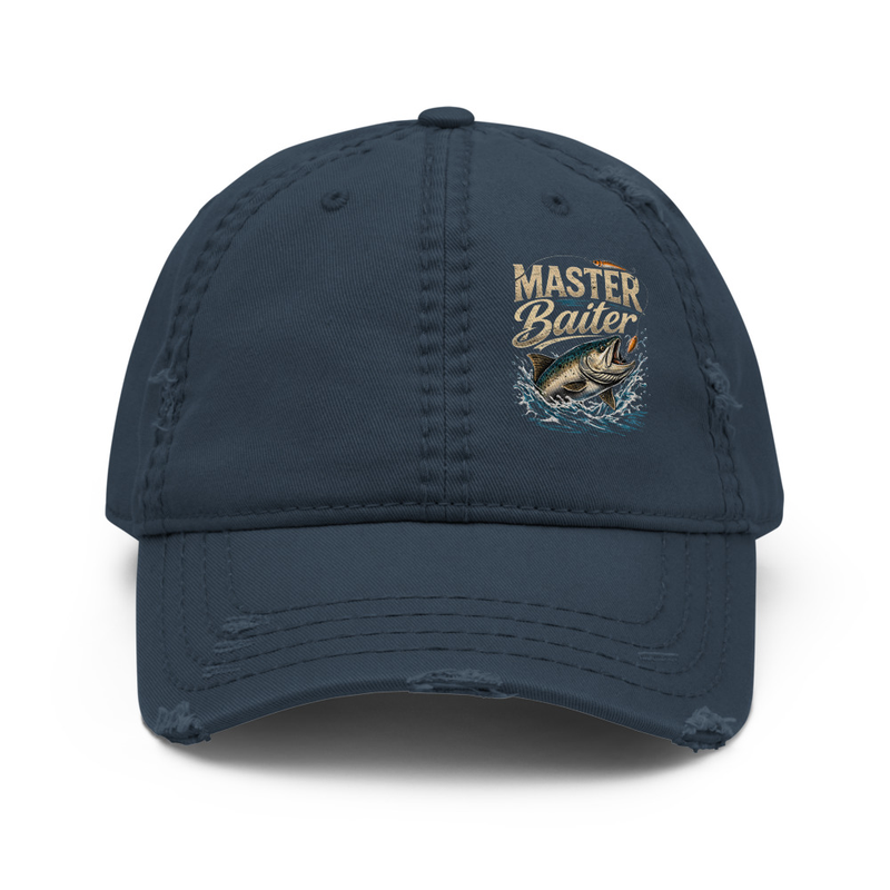 Master Baiter Distressed Dad Hat – Fish Gear Apparel
