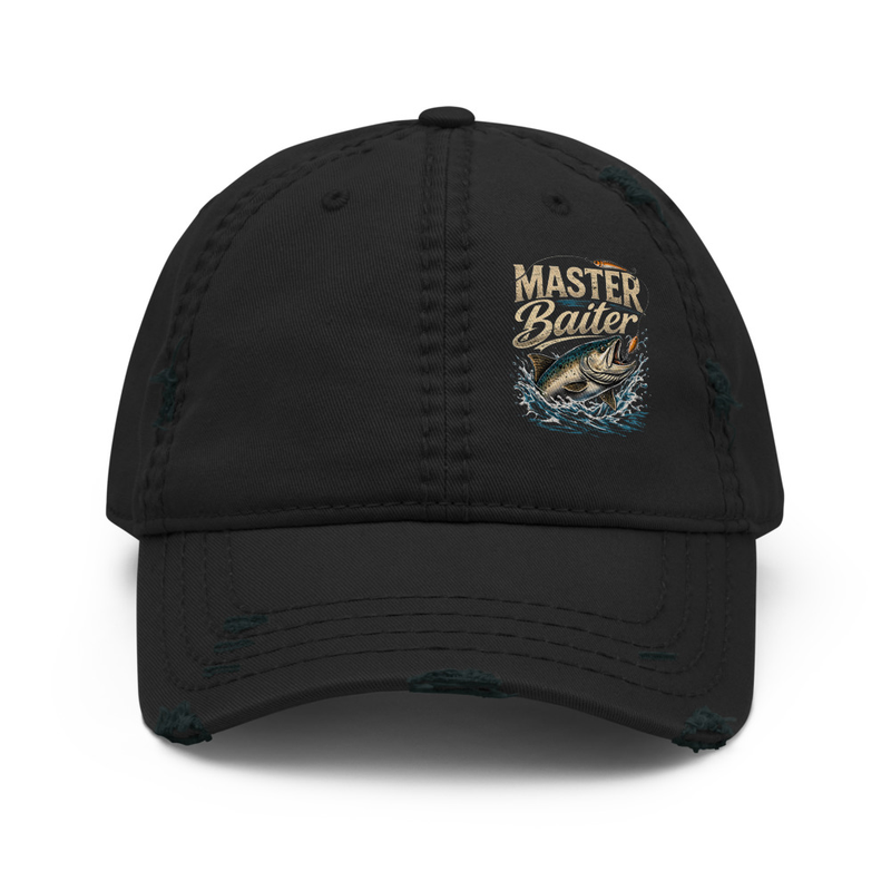 Master Baiter Distressed Dad Hat – Fish Gear Apparel