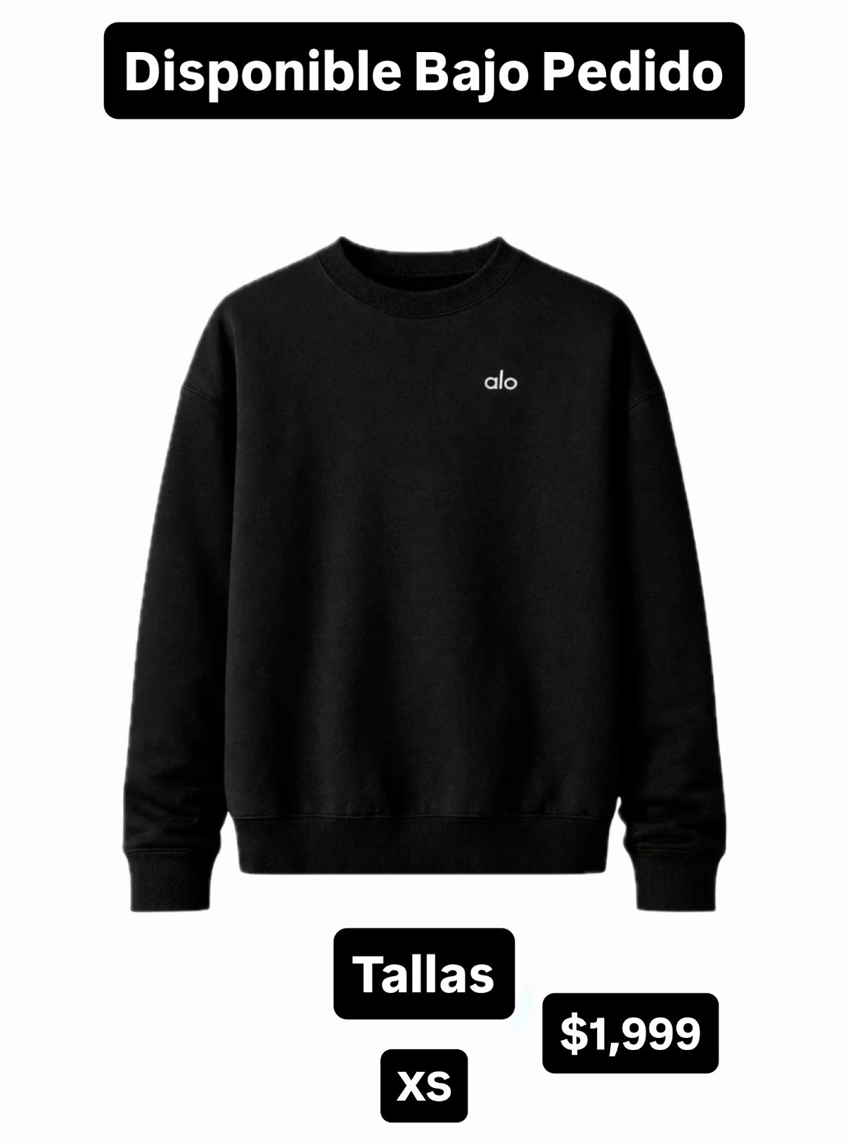 Crew Neck Sweater Negro Alo