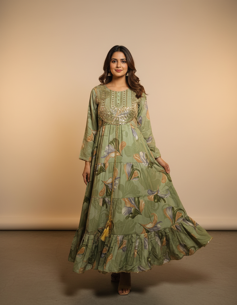 Red Floral Printed Suit Set