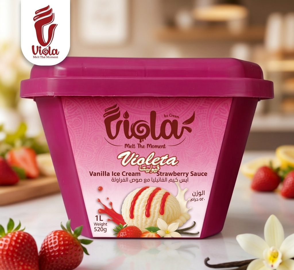 آيس كريم فيولا فانيليا مع صوص فراولة