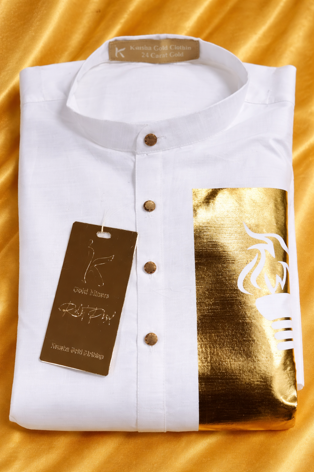White Kurta with Gold Design