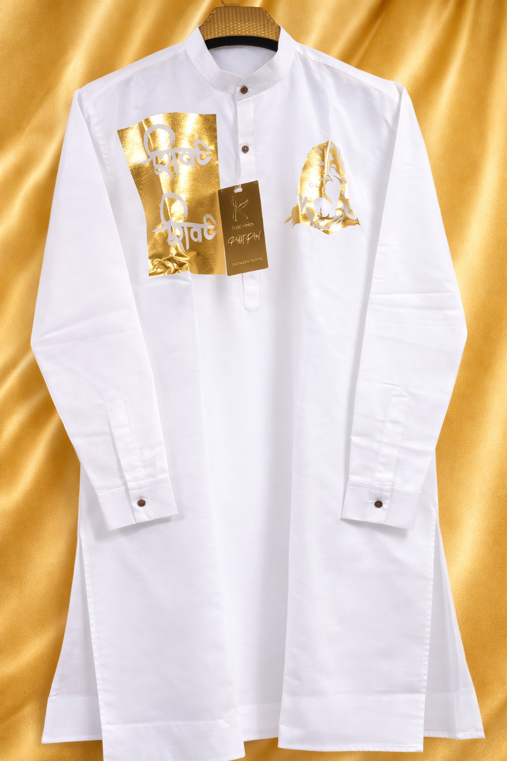 White Festive Gold Kurta