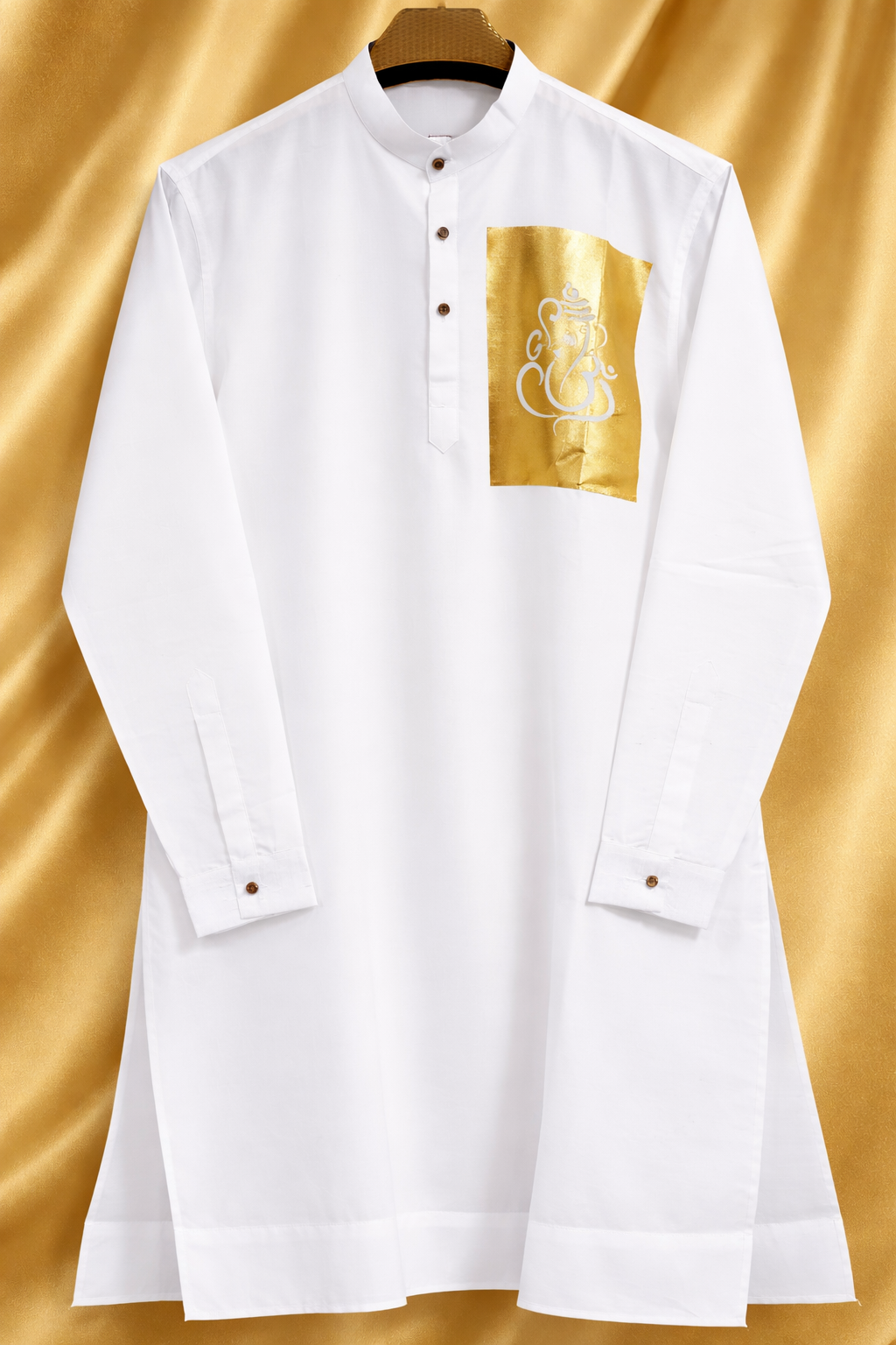 White Kurta with Gold Design