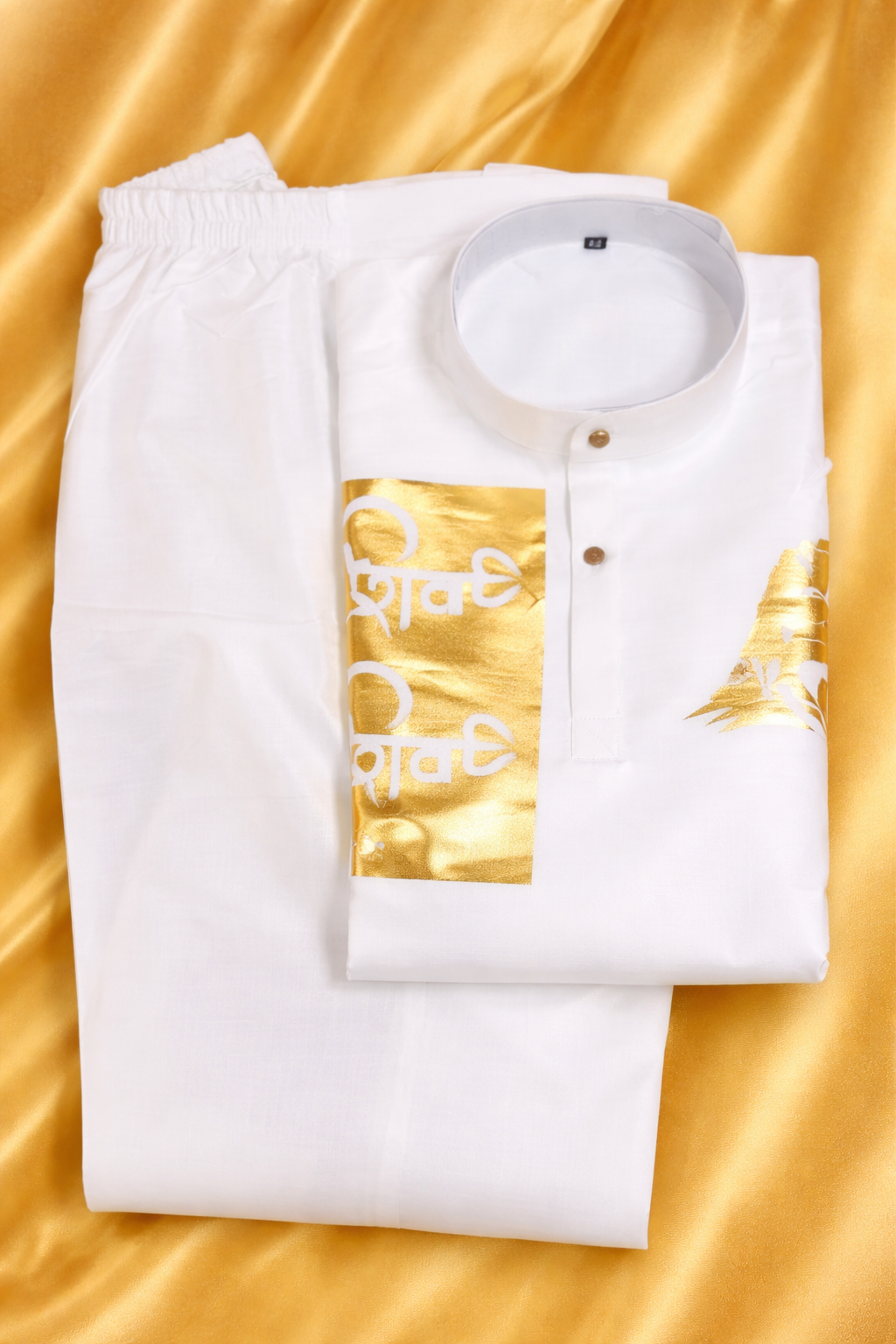White Festive Gold Kurta
