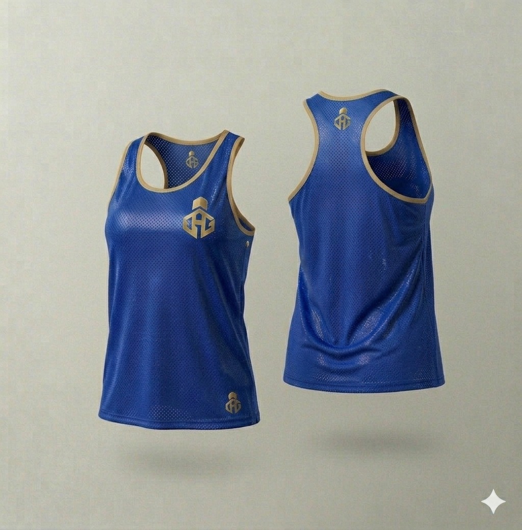Blue Mesh Sports Tank Top