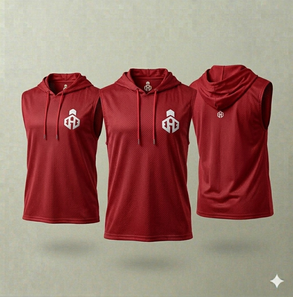 Red Sleeveless Hoodie