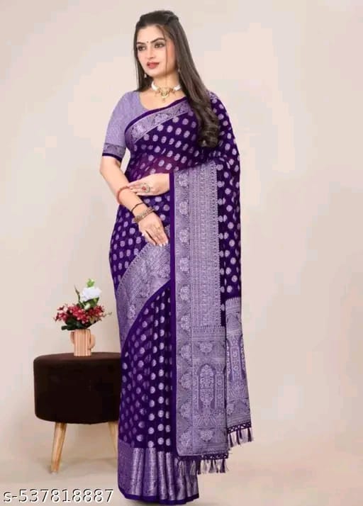 Elegant Purple Banarasi Saree