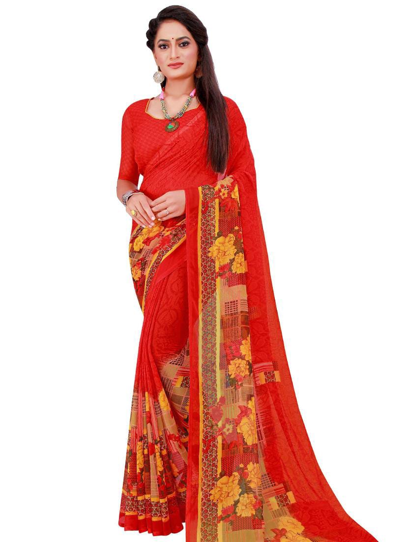 Red Cotton Saree Blouse