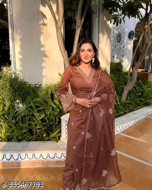 Embroidered Brown Designer Suit