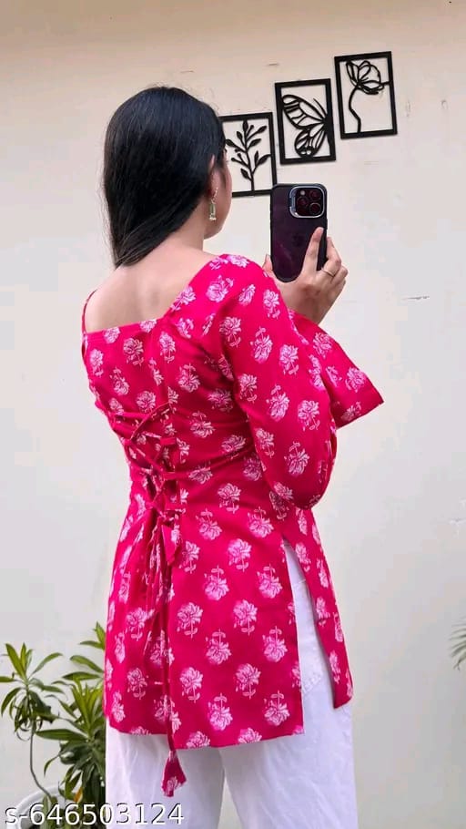 Pink Floral Print Kurti