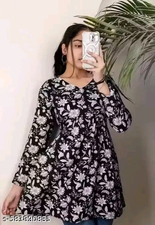 Black Floral Printed Tunic