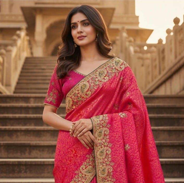 Elegant Pink Designer Saree