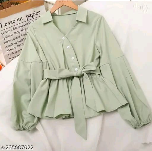 Pastel Green Peplum Shirt