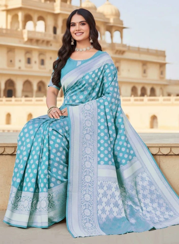 Sky Blue Silk Saree
