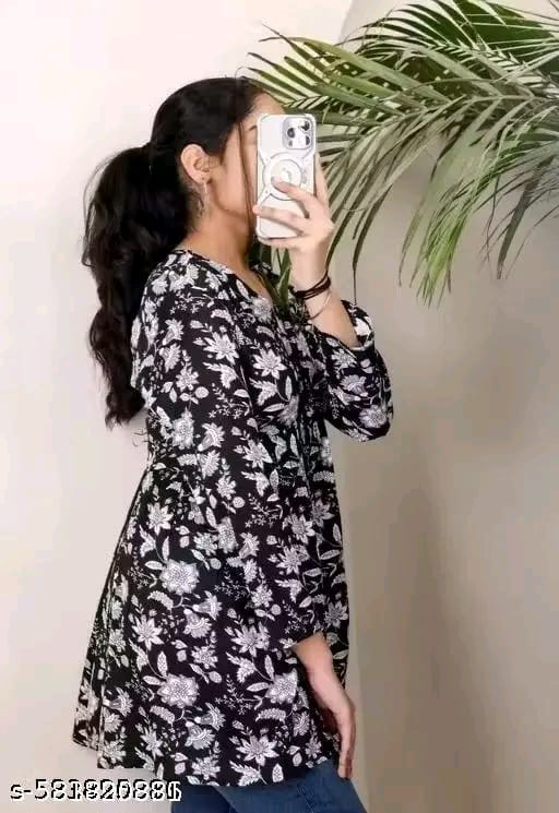 Black Floral Printed Tunic