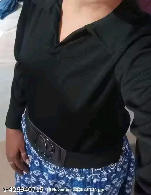 Black Ribbed Slim Fit Top