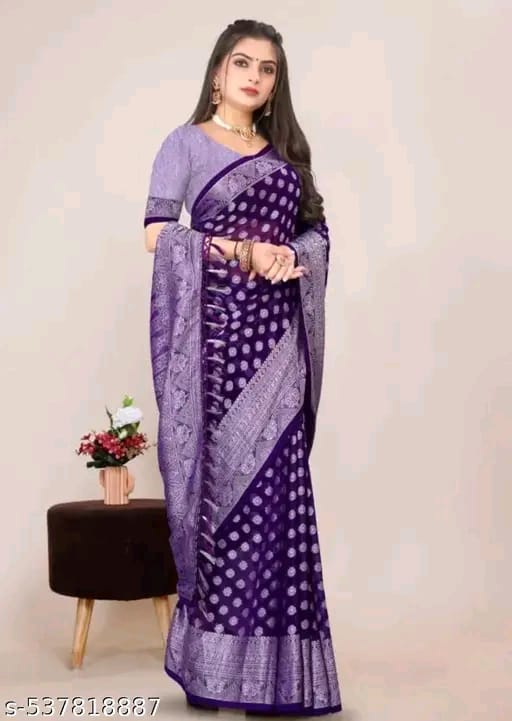Elegant Purple Banarasi Saree