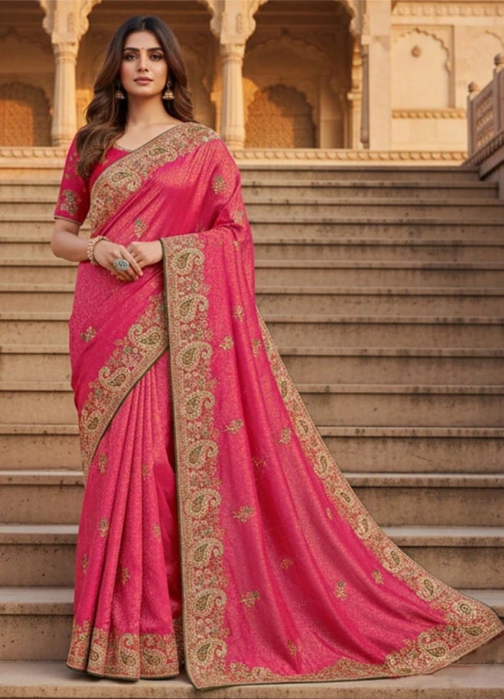 Elegant Pink Designer Saree
