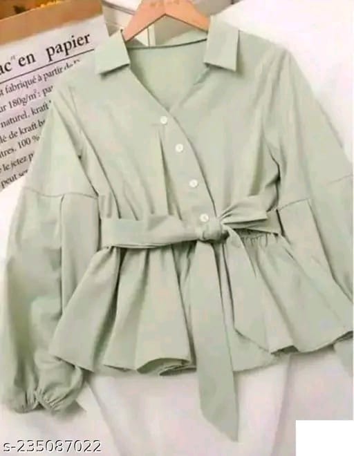 Pastel Green Peplum Shirt