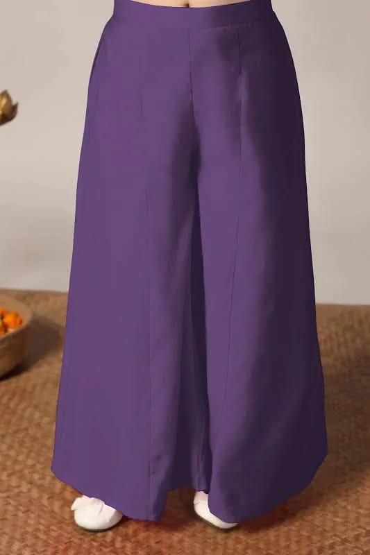 Girls Embroidered Purple Kurta Set