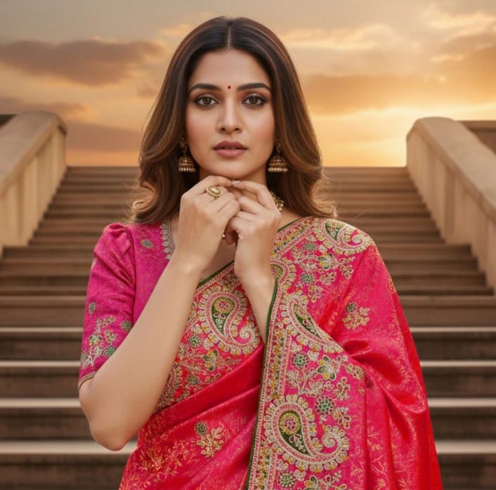 Elegant Pink Designer Saree